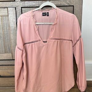 Cruel Girl Blush Lace Accent Blouse